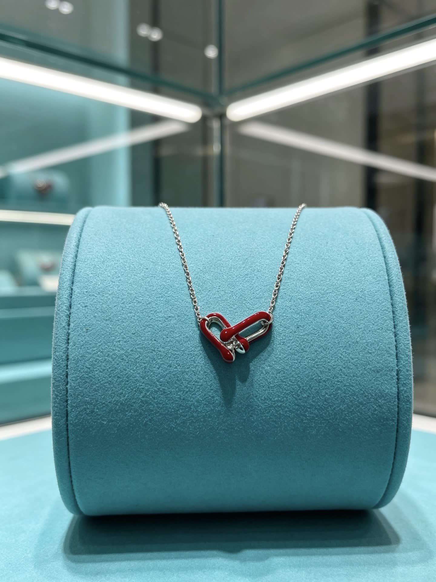 Tiffany & Co. Sterling Silver Red Enamel Atlas Necklace